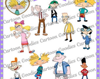 Hey Arnold PNG JPG PDF Cartoon Digital File Bundle . Instant Download. Clipart Birthday.
