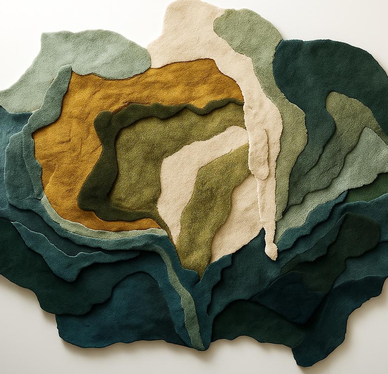 Handmade Wool Area Rug: Earth Tone Abstract 3D Texture, New Rugs Design ...
