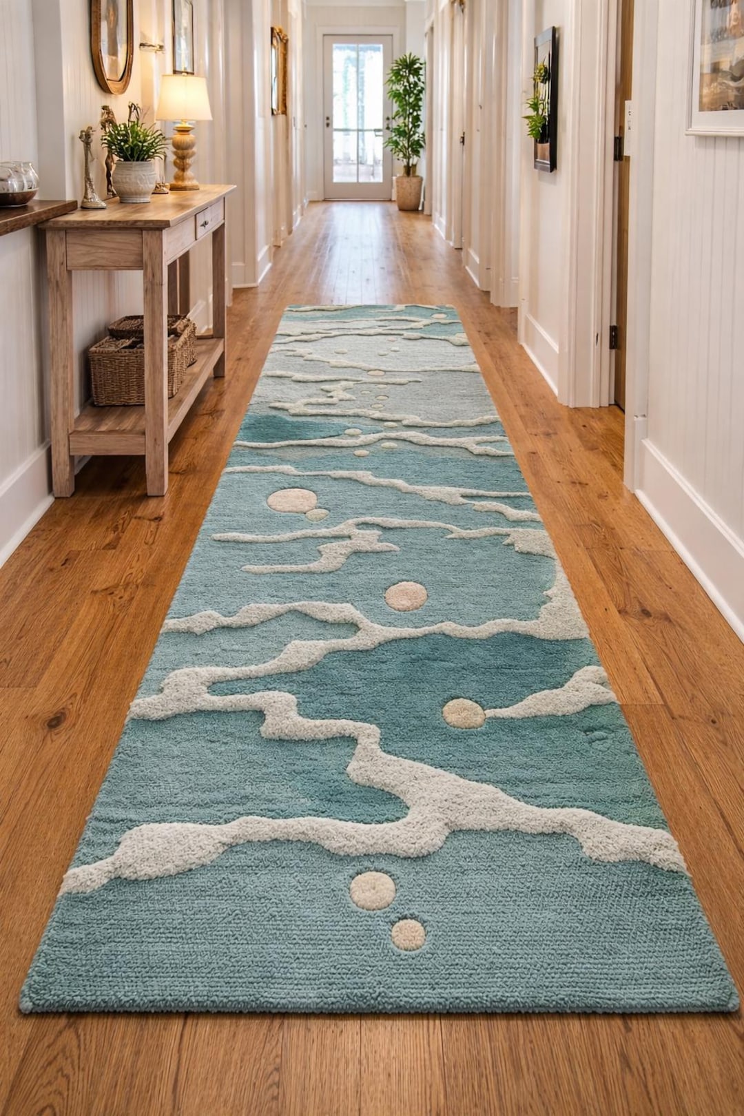 Runner Rug Inspo Hand Tufted Wool Runner Rug | Abstract Coastal Design - Etsy