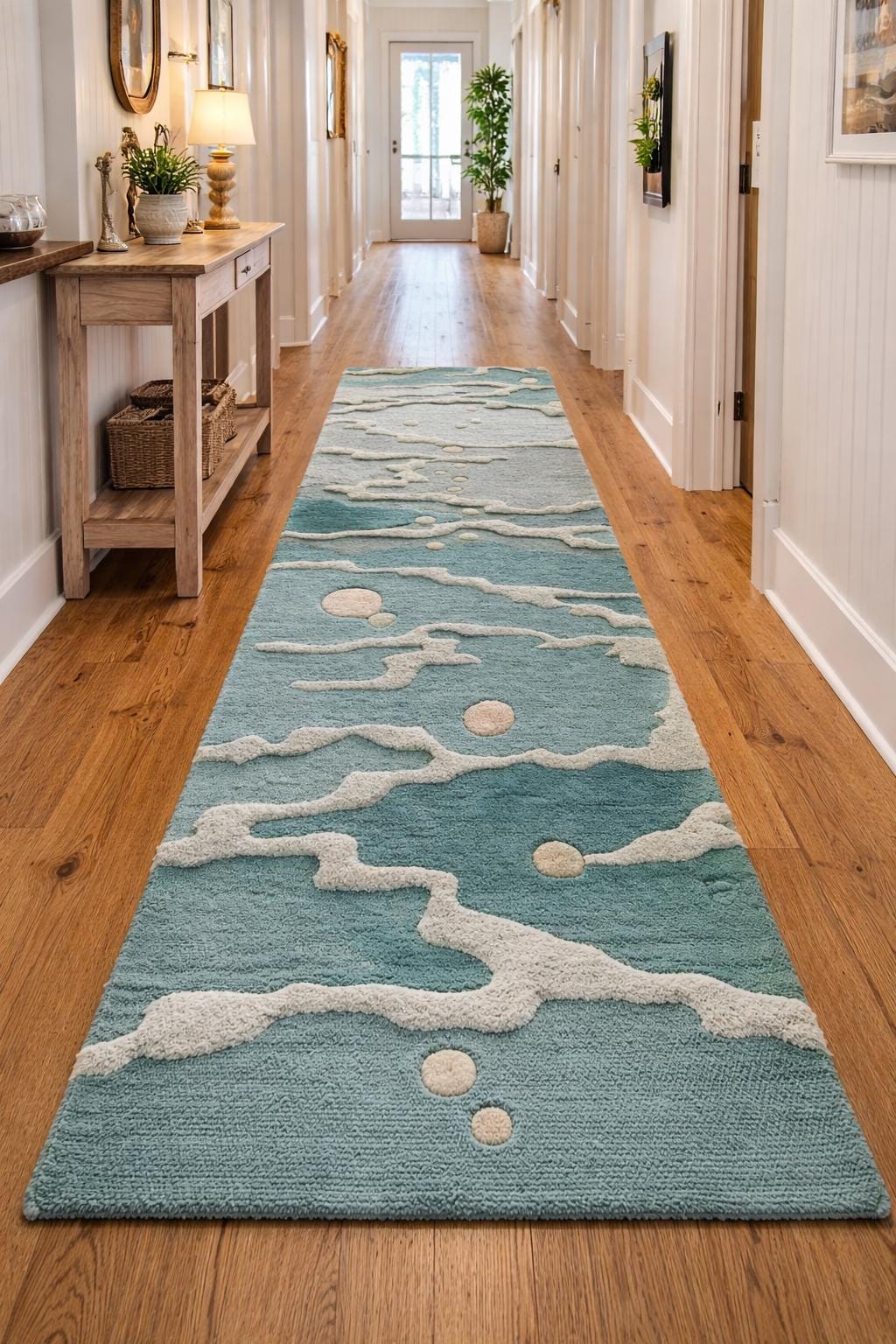 Textured Runner Rugs Hand Tufted Wool Runner Rug | Abstract Coastal Design - Etsy