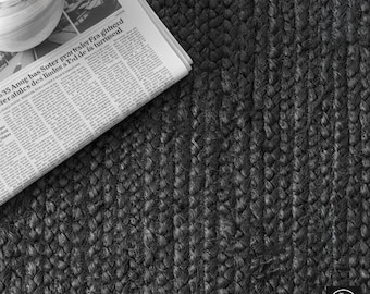 Handmade Black Jute Rug: Eco-Friendly Boho Farmhouse Decor