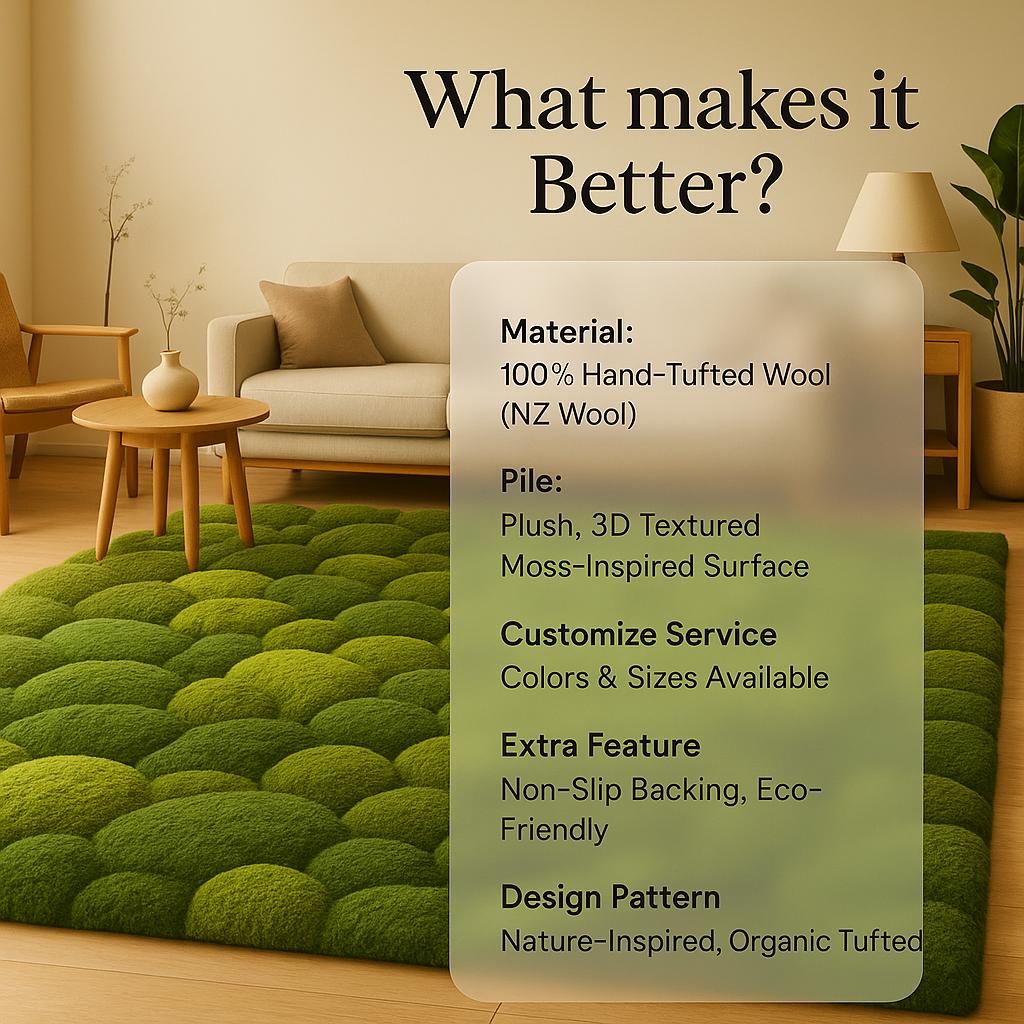 Handmade Moss Rug: Plush Green Tufted Wool Blend Carpet - Etsy