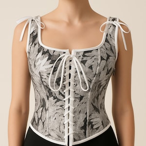 Butterfly Garden Corset Vest, Cottagecore Renaissance Bodice, Steampunk Wench Corset, Regency Festival Costume Top for Fairytale Cosplay