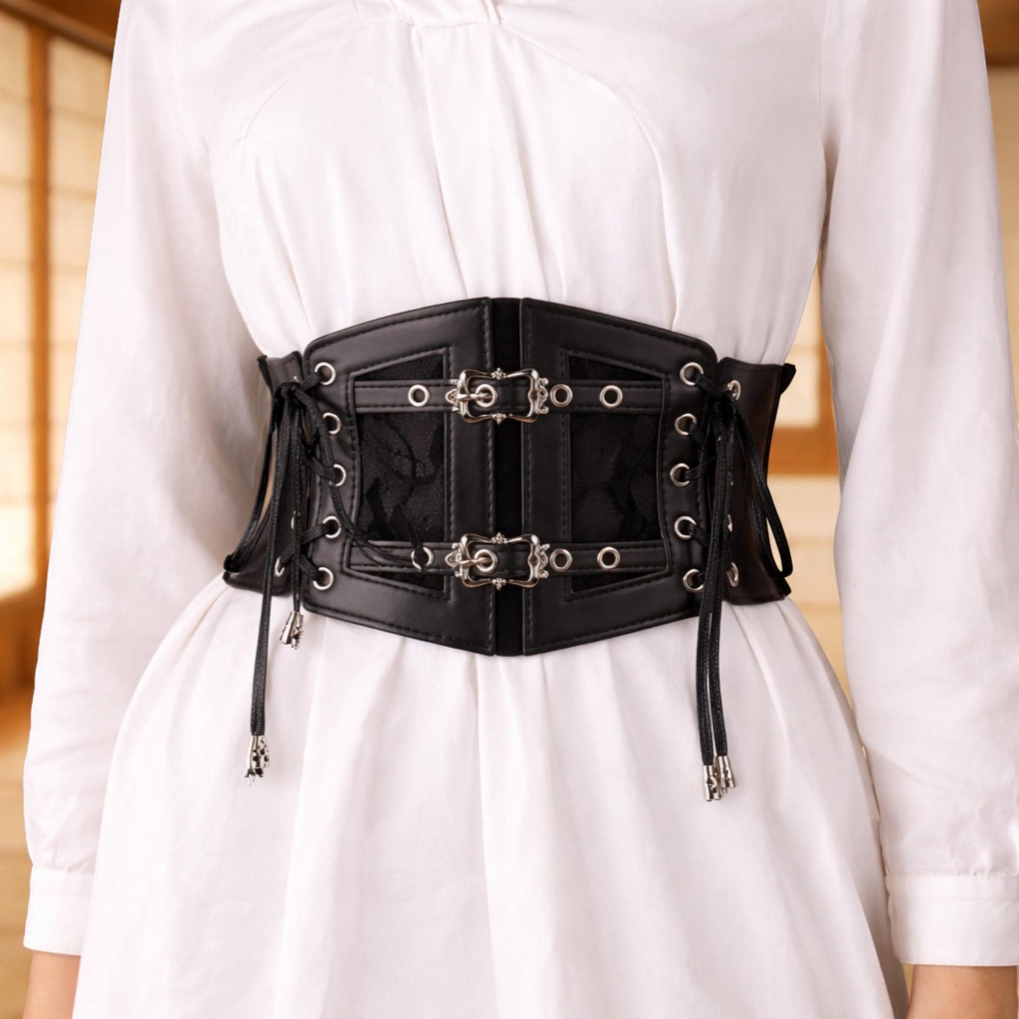 Cintura elastica da donna, stile vintage, con fibbia