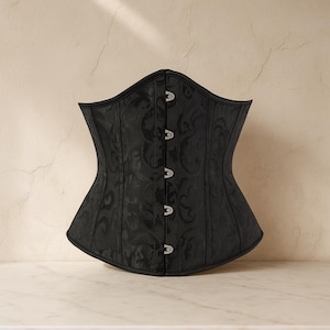 Underbust Corset Black Belt Floral Waist Trainer Victorian Corset Dress Renaissance Cupless Corset Plus Size Gothic Goth Corset Lingerie