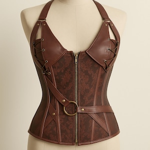 Viking Renaissance-Korsett für Damen | Mittelalterliches Überbrust-Korsett | Ren Faire Korsett | Vintage Korsett für Frauen | Mittelalterliches Cosplay Kostüm