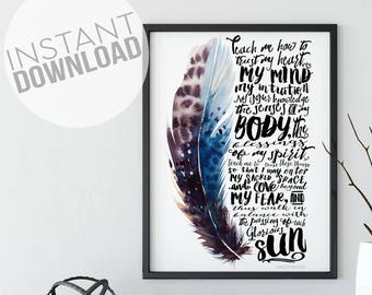 Lakota Prayer Art Print, Indigenous art print, native art, wall art, digital print, home décor, art print, typography wall art, quote print