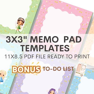 Bloc-notes fée enchantée – Bloc-notes imprimable 3 x 3 PDF | Thème féerique pastel | Liste de choses à faire en prime