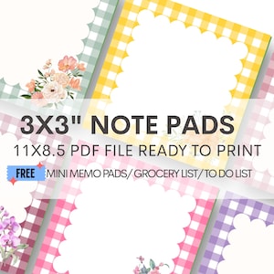 Floral 3x3" Printable Notepad Set | DIY Sticky Notes (PDF Download)