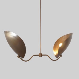 Luminária pendente Sputnik estilo Stilnovo, abajur curvo moderno em latão bruto, luminária de lustre Sputnik