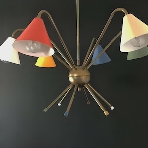 1950s Atomic Italian Ceiling Light Chandelier Stilnovo Arredoluce Mid Century  Decor Light Brass Finish Bedroom Lights Fixture By ABL
