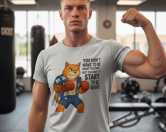 Funny Gym Cat T-Shirt: Motivational Boxing Tee, Fitness Gift