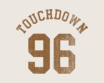 Touchdown 96 Sunday Funday Collegiate Football Graphic – Distressed Graphic PNG Digital Download Shirt Design