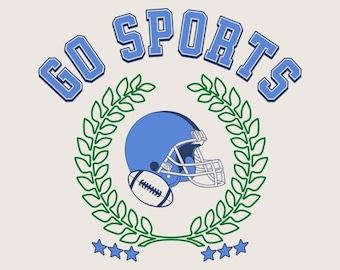 Go Sports Football Collegiate Jersey Style – Graphic Transparent PNG Digital Download Shirt Design