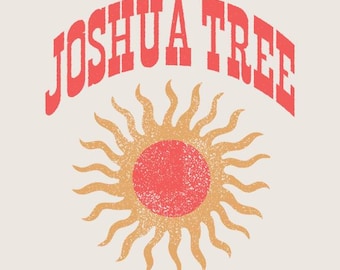 Joshua Tree Retro Sun Graphic Desert – Summer Paradise Graphic Transparent PNG Digital Download Shirt Design