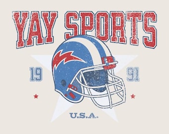Yay Sports Football Helmet Graphic – Graphic Martini PNG Digital Download Shirt Design