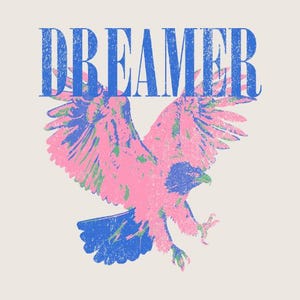 Dreamer Eagle Rocker Vintage Distressed Retro Summer Graphic Transparent PNG Digital Download Shirt Design image 1