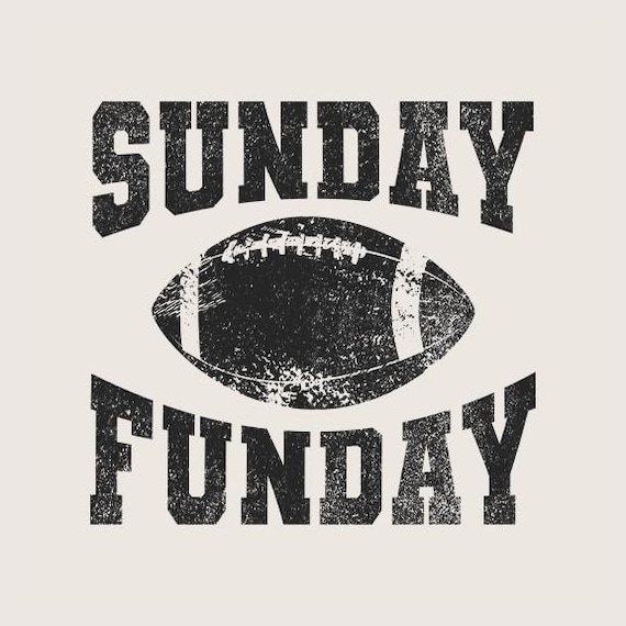 Sunday Funday Collegiate Football Graphic – Distressed Graphic PNG Digital Download Shirt Design