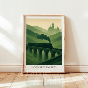 Impresión inspirada en el Tren del Mago - Arte mural del Expreso de Hogwarts - Descarga de póster de ferrocarril de fantasía - Decoración mágica imprimible - Estética de viaje acogedora
