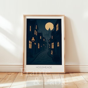 Wydruk inspirowany Hogsmeade: Przytulna zimowa wioska, wystrój czarodziejski (do pobrania w wersji cyfrowej)