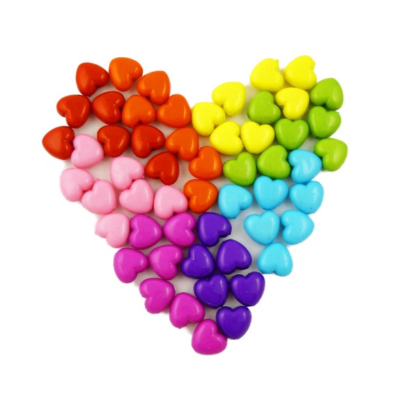 Items similar to Rainbow Heart Beads on Etsy