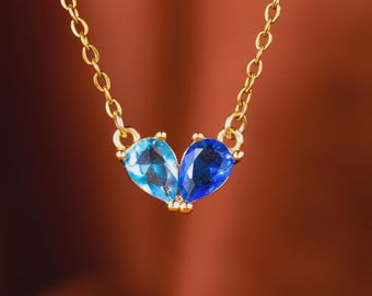Bijpassende geboortesteenketting, gepersonaliseerde familieketting voor moeder dochter, minimalistische stapelbare sieraden, kerstcadeau voor haar