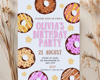 Donut Birthday Party Invitation, Sweet Sprinkles (Digital)
