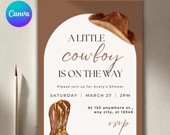 Cowboy Baby Shower Invitation: Western Rodeo Theme (Digital Download)
