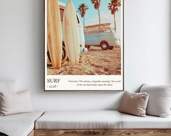 Vintage Surfboards Art Print, Coastal Dorm Decor (Digital Download)