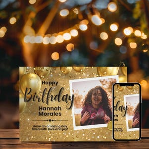 Digital Birthday Card – Send via Email or Text – Instant Download – Editable E-Card