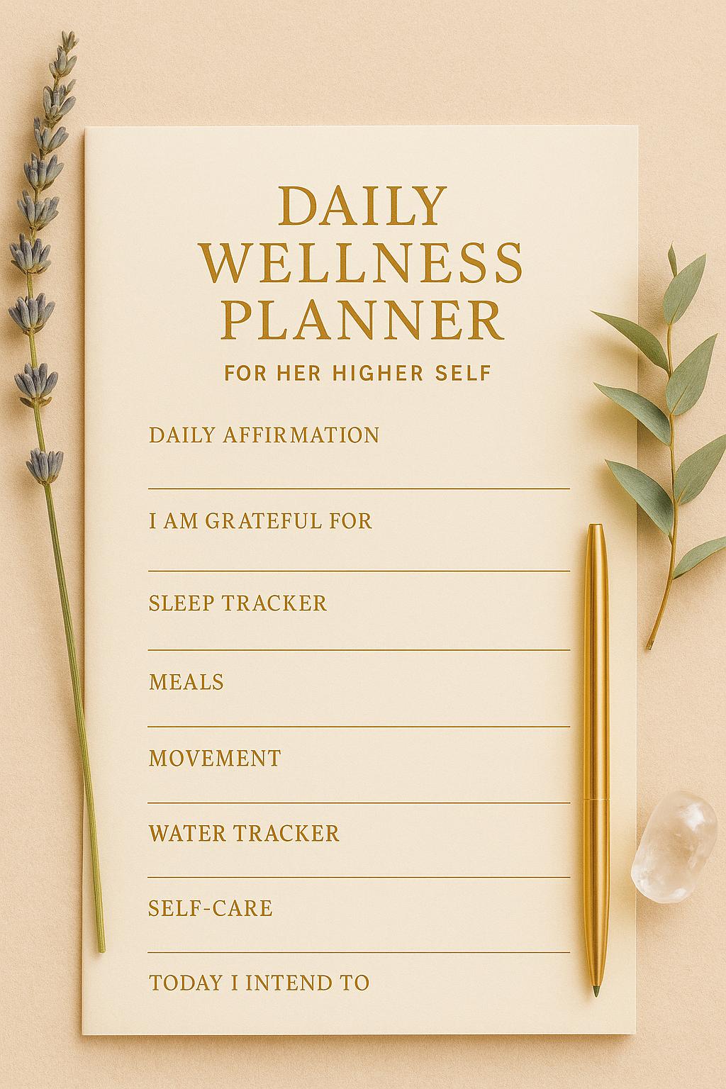 Day Daily Wellness Planner | Self-care Digital Download | Printable ...