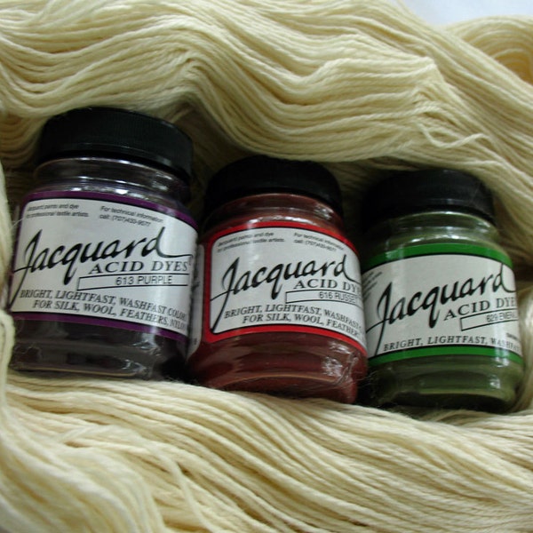 Kit d’apprentissage de la teinture - Comprend du fil de chaussette et 3 pots d’une demi-once de colorant Jacquard