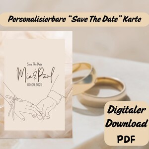 Save the Date Vorlage Canva – Digitale Hochzeitseinladung zum Bearbeiten & Ausdrucken – PDF Download editierbar – Minimalistische Karte