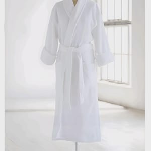 Customized 100% Cotton Terry Bathrobe - Embroidered White Bathrobe for Unisex, Hotel Spa Quality