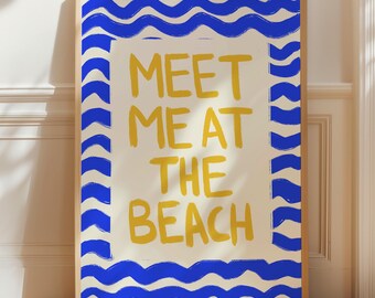 Meet Me At The Beach Print: Coastal Ocean Wave Art, Nautical Home Decor