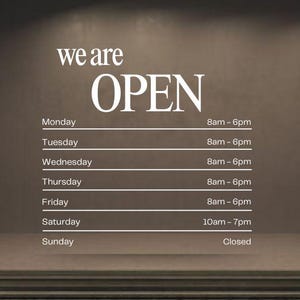 Custom Store Hours Decal: Vinyl Business Hours Sign