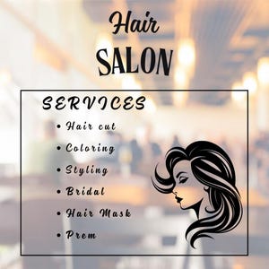 Business Name Salon Services Decal – Custom Window Sticker for Salon, Spa, Esthetics, Nails, and Beauty Services , Vinyl Lettering