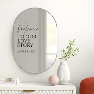 Custom Mirror Vinyl Decal – Wedding Mirror Text Sticker, Personalized Name Decal, Custom Quote Vinyl, Bathroom Mirror Decal, Business Decal