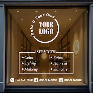 Individuell angefertigter Business Fenster Aufkleber: Personalisiertes Vinyl Logo, Firmenname