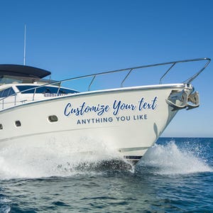Décalcomanie en vinyle personnalisée avec nom de bateau : lettrage de qualité marine, autocollants personnalisés