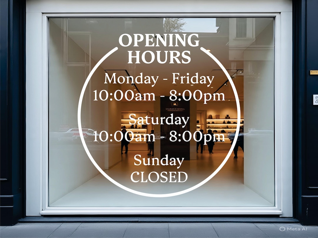 Store Hour Access Custom Store Hours Vinyl Decal for Glass Doors and Windows ...