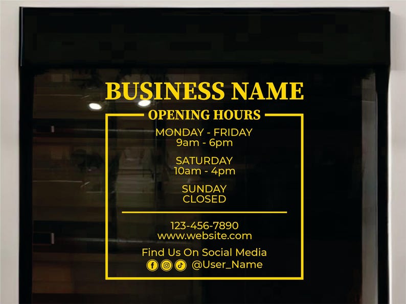 Custom Store Hours Decal | Window Decal | Business Logo Vinyl Sticker ...