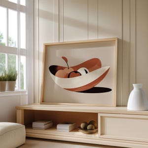 Abstract Minimal Fruit Bowl Wall Art | Terracotta Beige Kitchen Decor | Modern Organic Shapes Digital Download | Dining Room Print