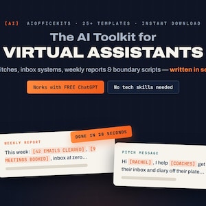AI Toolkit for Virtual Assistants | ChatGPT Prompts | VA Client Pitch, Inbox Triage, Weekly Report Template, Rate Rise Scripts | PDF