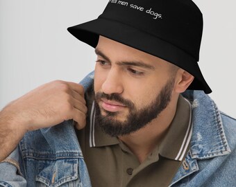 Cappello da pescatore Bucket Real Men Save Dogs – Cappello da salvataggio per cani nero da uomo