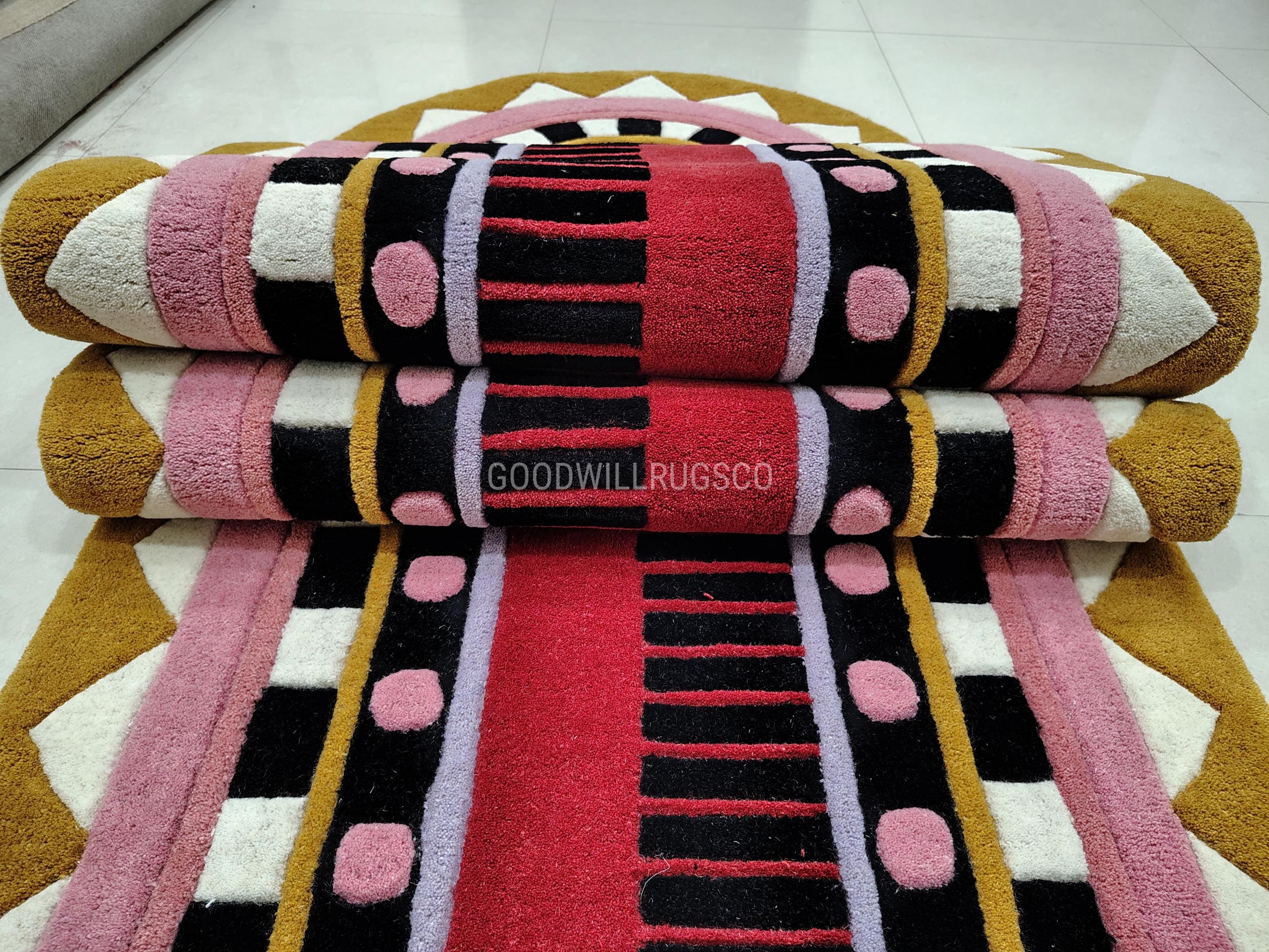 3×14ft Colorful Tufted Runner Rug | Modern Red Pink Contemporary ...