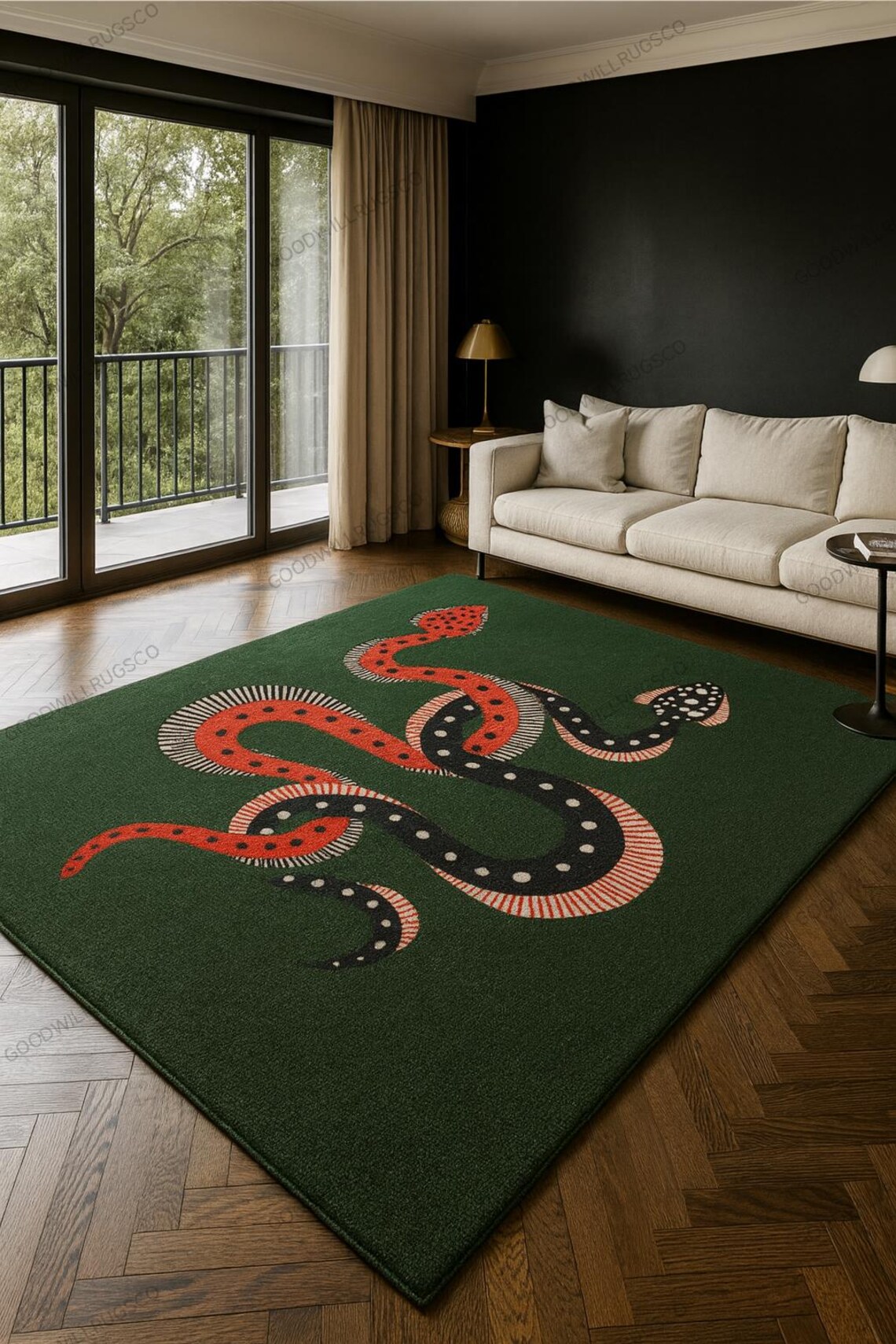 Hand-tufted Wool Snake Rug: Modern Serpent Design Area Carpet - Etsy