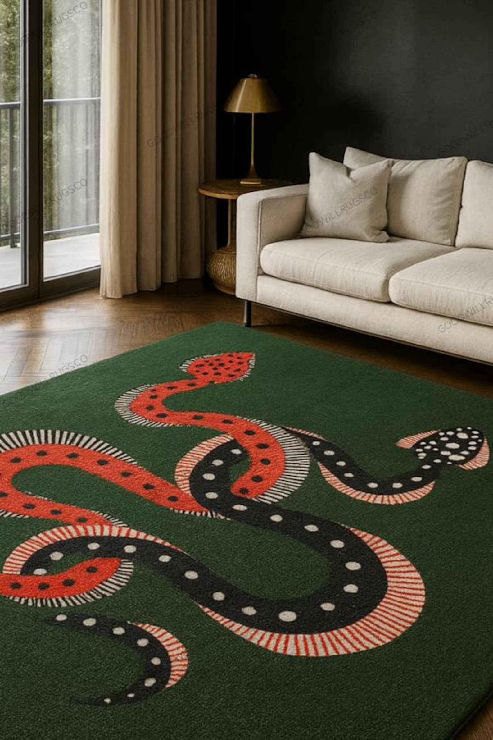 Hand-tufted Wool Snake Rug: Modern Serpent Design Area Carpet - Etsy