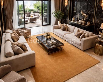 Alfombra de lujo hecha a mano con mechones de 6 x 9 pies, color marrón camello, alfombra sólida, moderna y neutra para sala de estar, dormitorio, 7 x 10 pies/8 x 10 pies/9 x 12 pies.