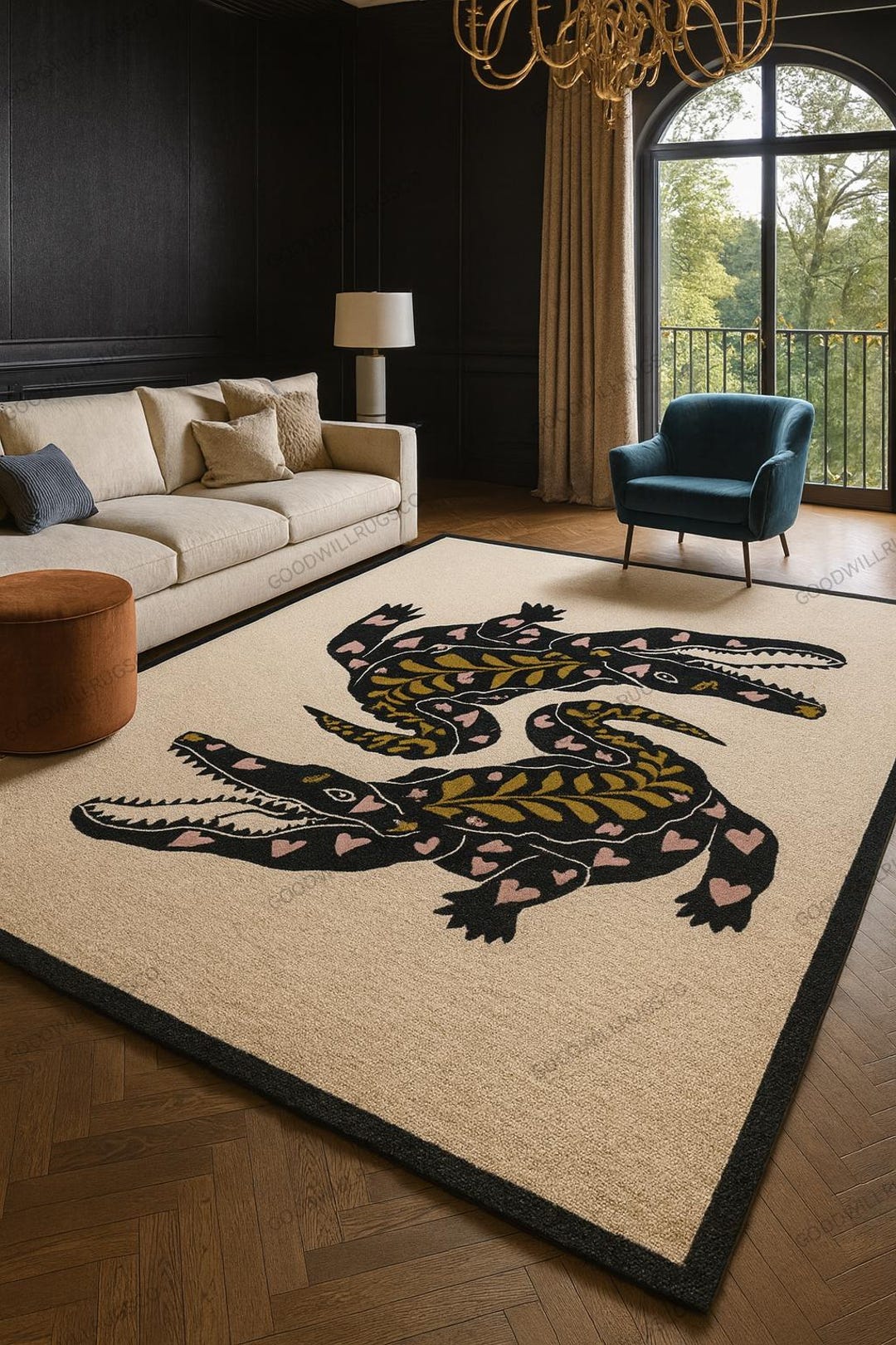 Hand-tufted Wool Crocodile Rug: Whimsical Alligator Design - Etsy